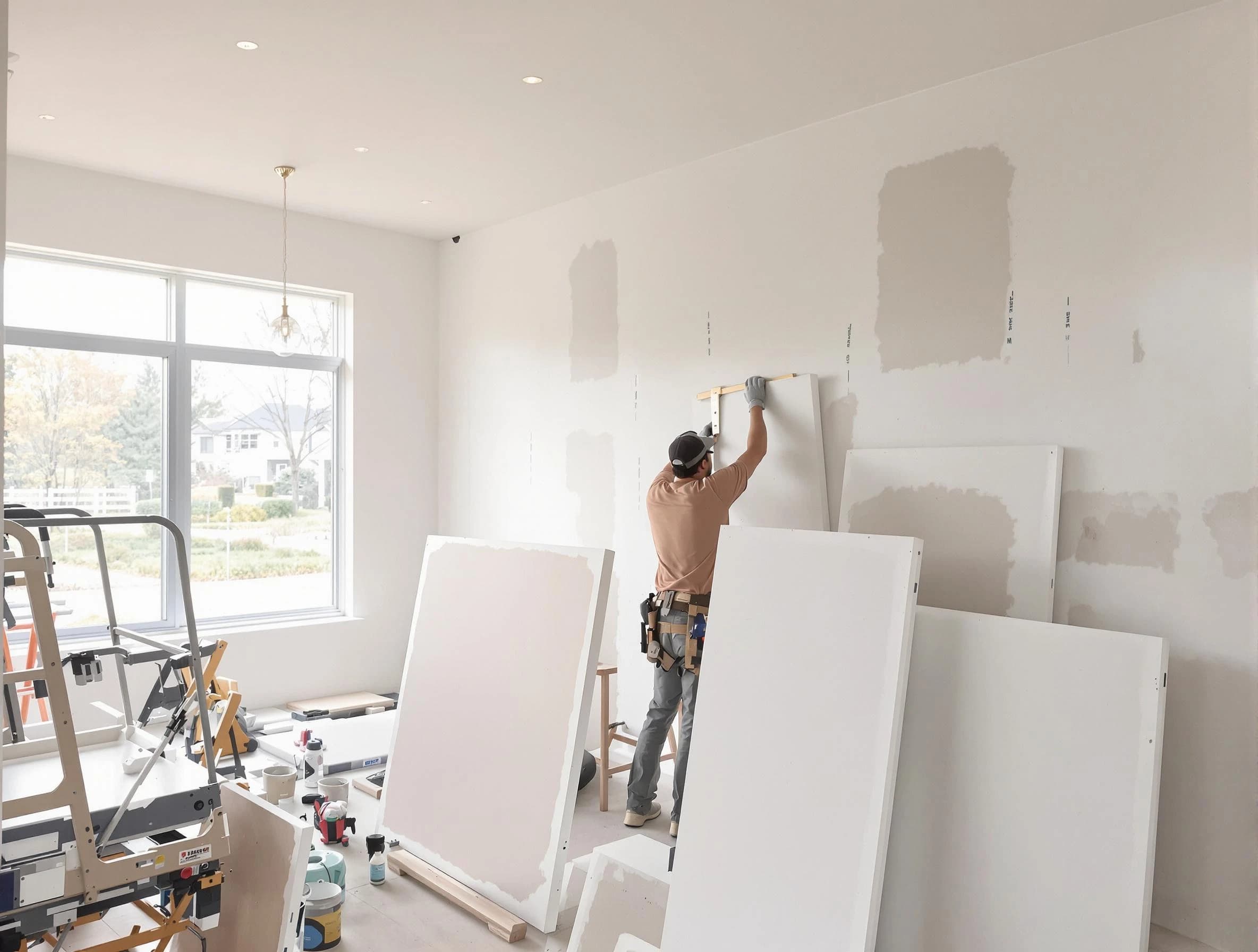 East Cleveland House Painters precisely hanging drywall sheets in East Cleveland, OH