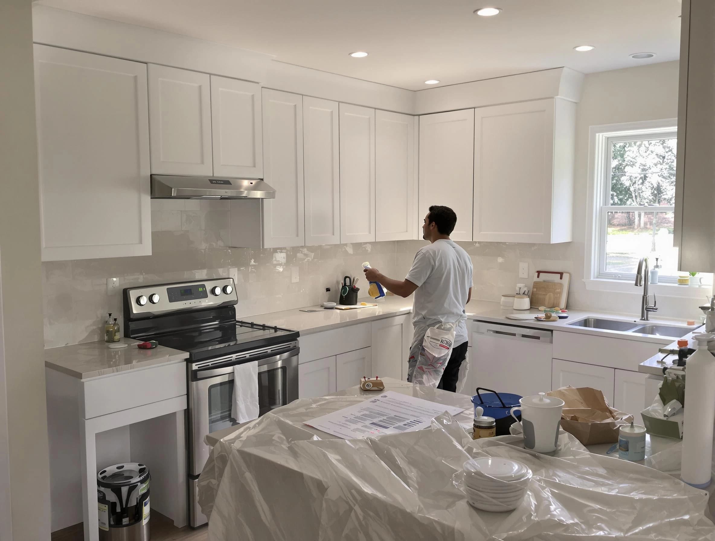 East Cleveland House Painters performing detailed kitchen painting in East Cleveland